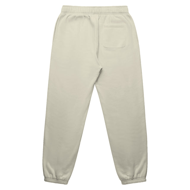 Mens relax track pants in butter with crown embroidery (back)