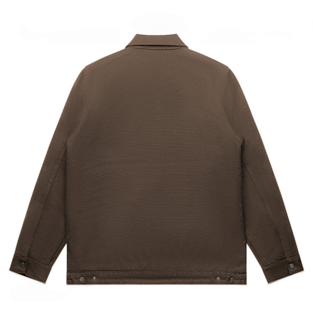 Unisex canvas heavy jacket in walnut with crown embroidery (back view)