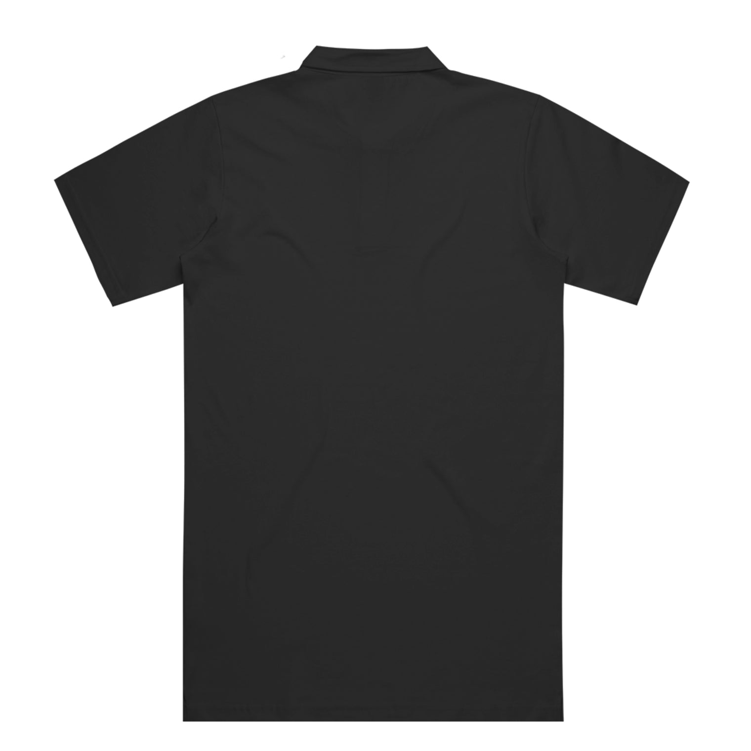 Unisex Chad Polo in Black, back view.