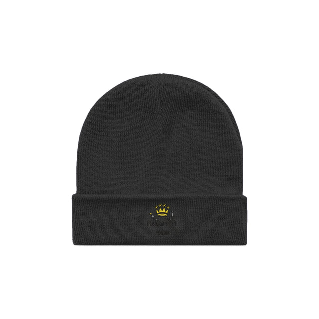 unisex cuff beanie in black – front view