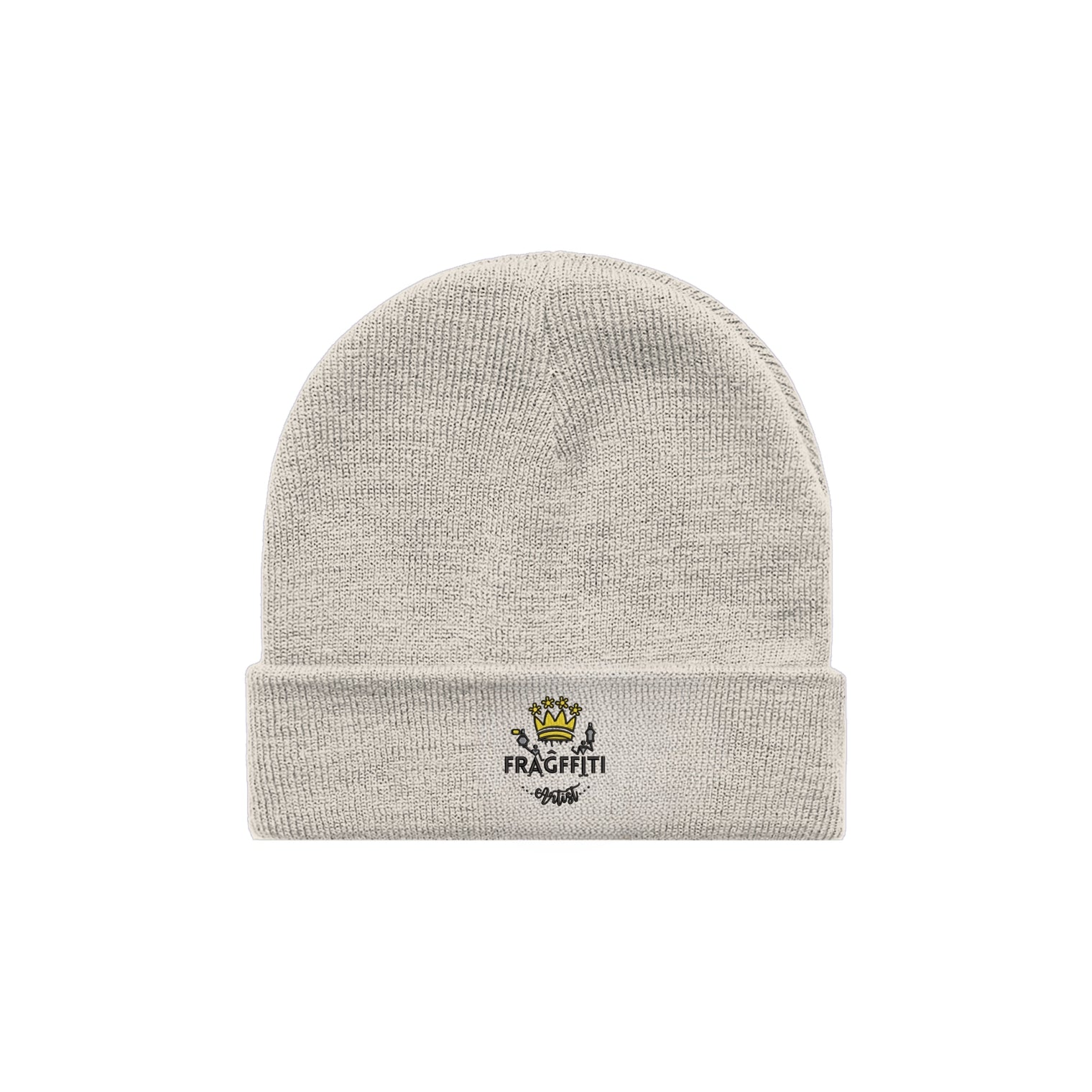 unisex cuff beanie in ecru – front view