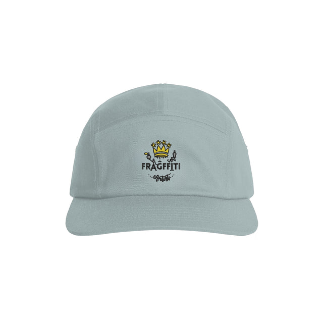Unisex Finn Five Panel Cap in Mineral, front view with Fragffiti™ crown embroidery