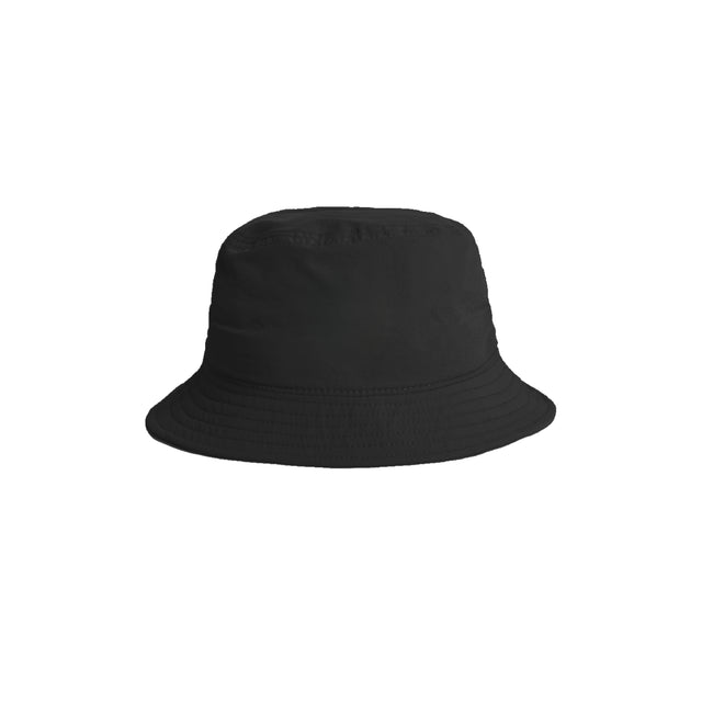 Unisex Nylon Bucket Hat in Black, back view with Fragffiti™ crown embroidery