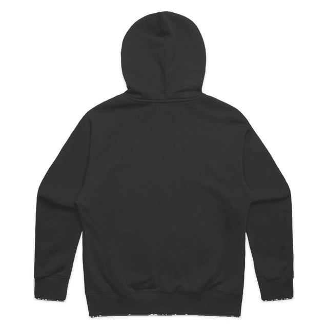 Unisex relax zip hoodie in black with crown embroidery (back)