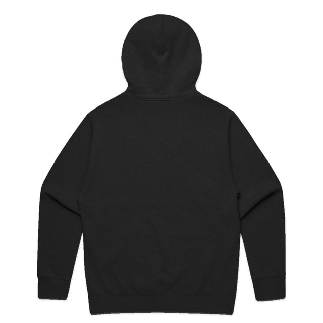 Unisex relax zip hood in black with crown embroidery (back)