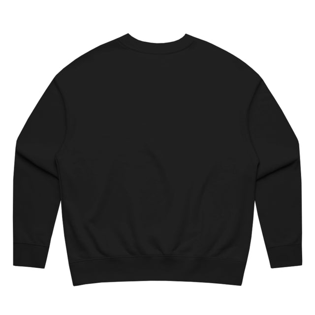 Alt text: Womens Relax Crew in black with crown embroidery (back)