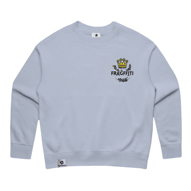 Womens Relax Crew in powder with crown embroidery (front)