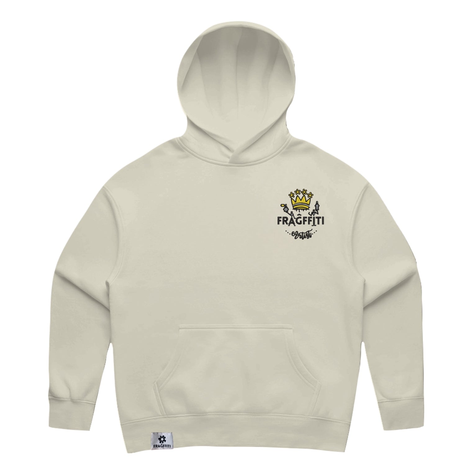 Womens Relax Hood in butter with crown embroidery (front)