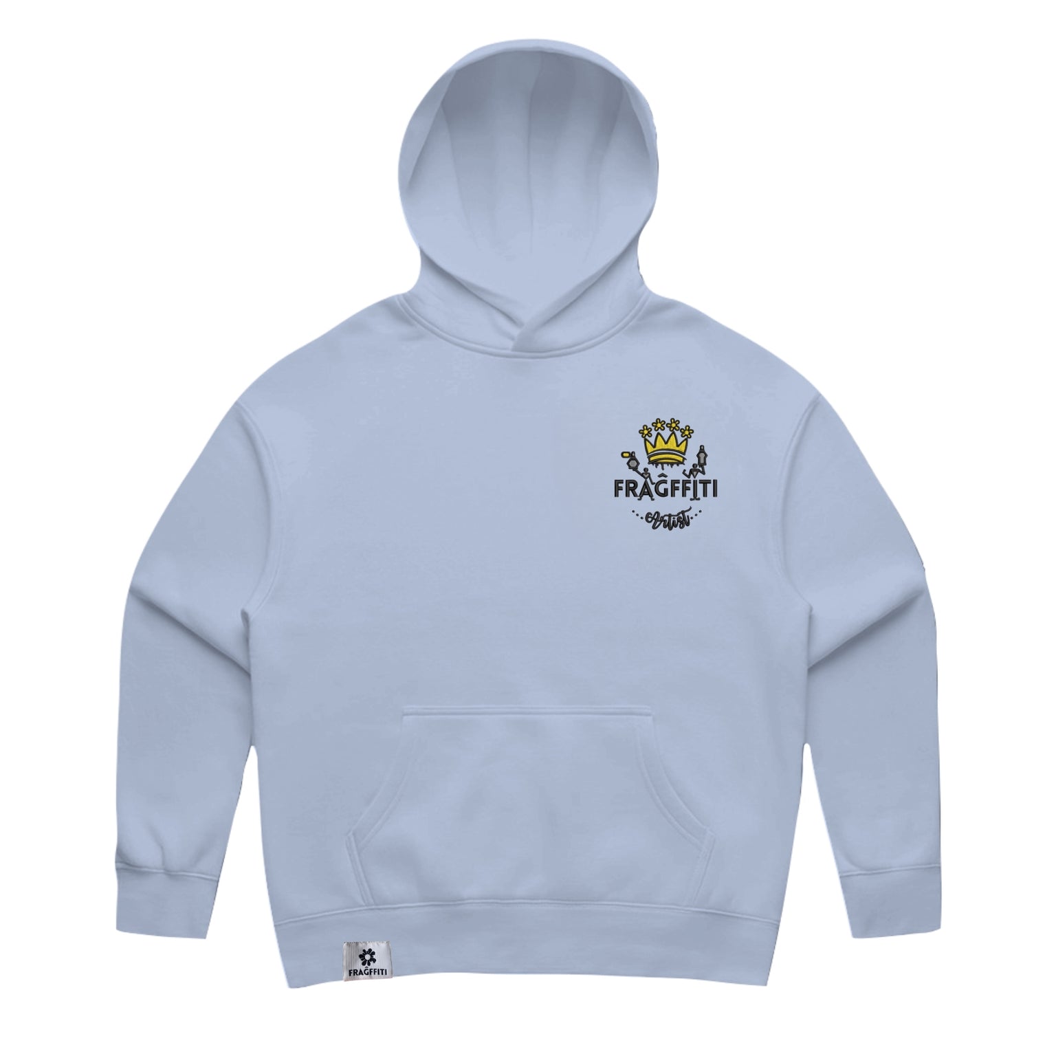 Womens Relax Hood in powder with crown embroidery (front)