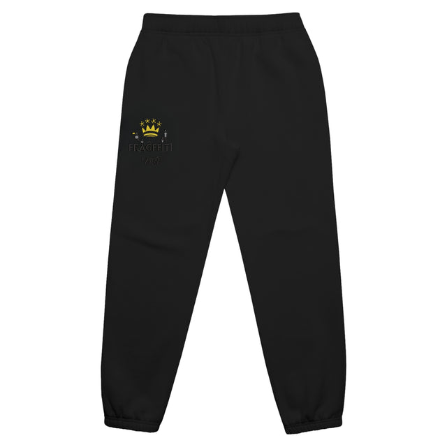 Women's relax track pants in black with crown embroidery – front view