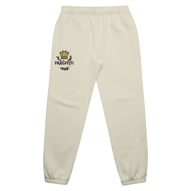 Women's relax track pants in butter with crown embroidery – front view
