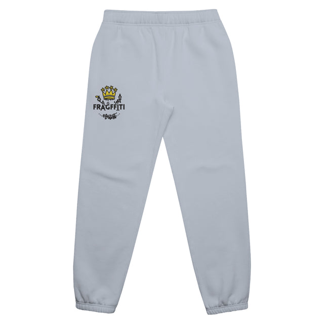 Women's relax track pants in powder with crown embroidery – front view