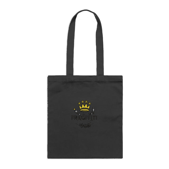 Fraĝffiti™ Parcel Tote in Black with front-facing crown embroidery