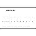 Measurement chart for Classic Tee -  on a white background