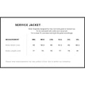 Size chart for Service Jacket with measurements in centimeters.