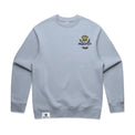 Men’s relax crew in powder with crown embroidery (front)