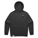 Men’s relax hood in black with crown embroidery (front)