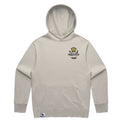 Men’s relax hood in bone with crown embroidery (front)