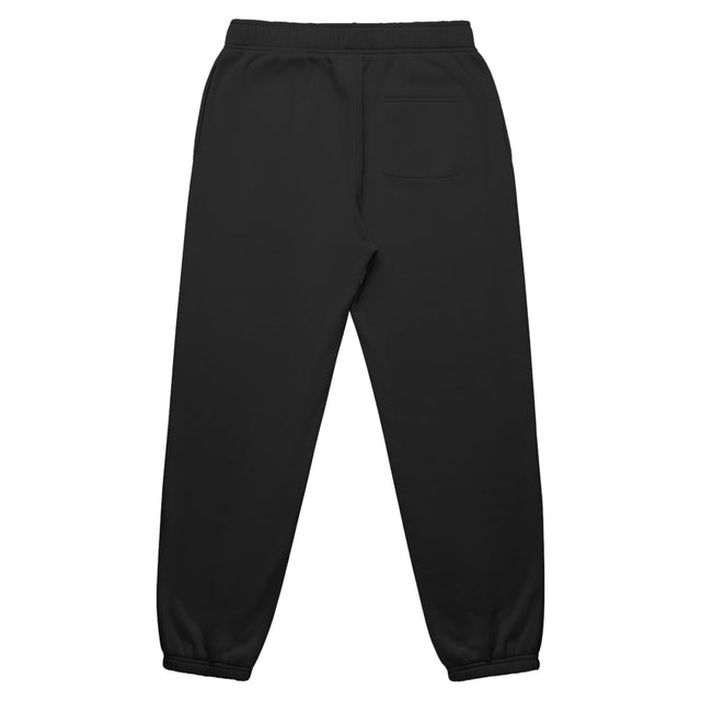 Mens relax track pants in black with crown embroidery (back)