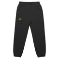 Mens relax track pants in black with crown embroidery (front)