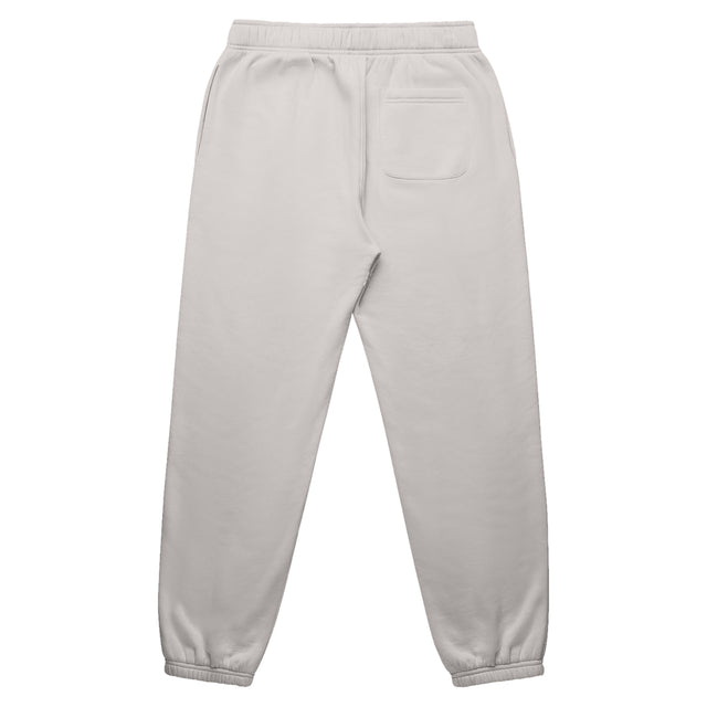 Mens relax track pants in bone with crown embroidery (back)