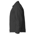 Unisex canvas heavy jacket in black with crown embroidery (side view)
