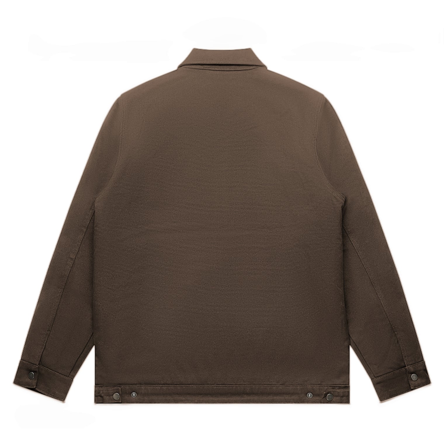 Unisex canvas heavy jacket in walnut with crown embroidery (back view)