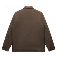 Unisex canvas heavy jacket in walnut with crown embroidery (back view)