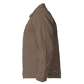 Unisex canvas heavy jacket in walnut with crown embroidery (side view)