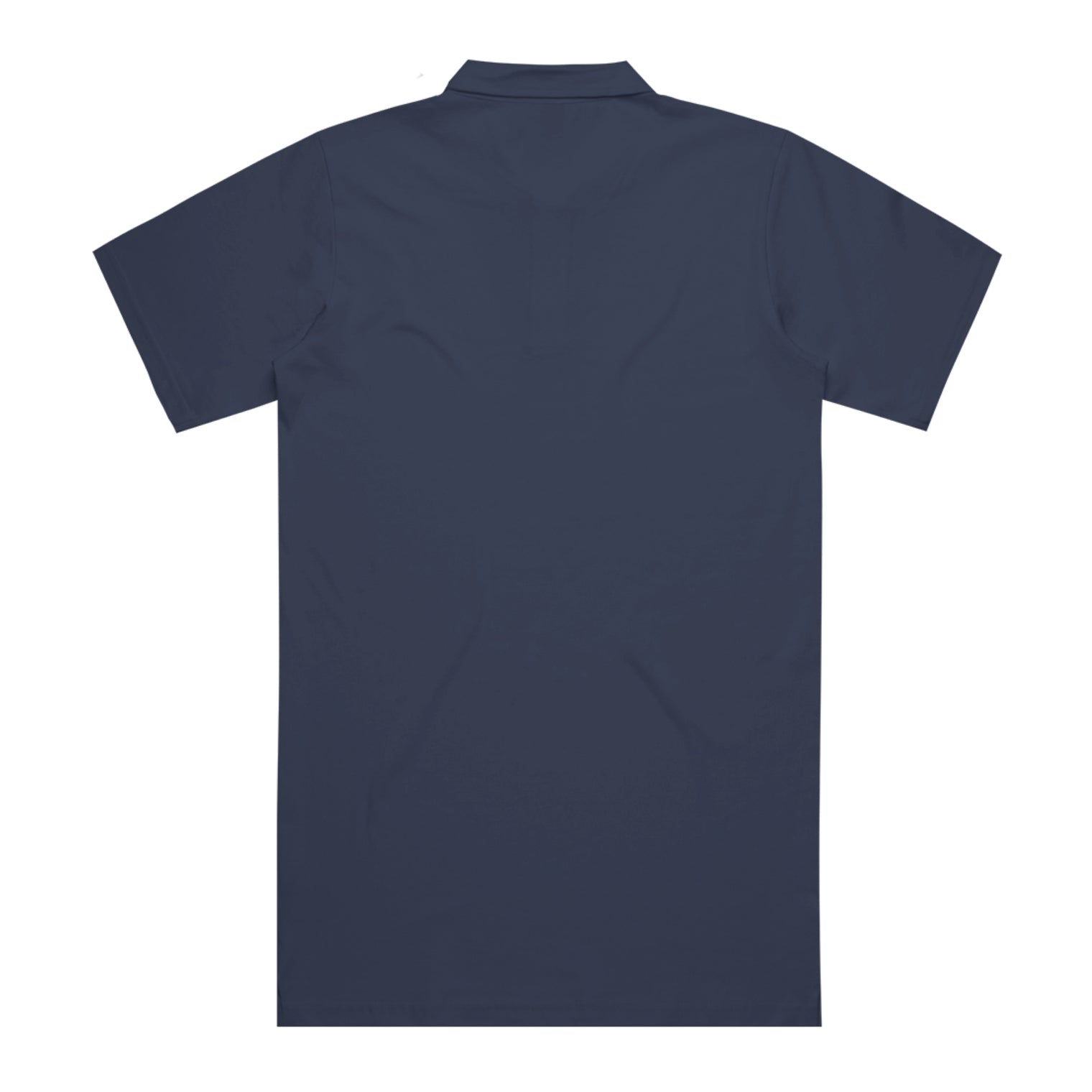 Unisex Chad Polo in Navy, back view.