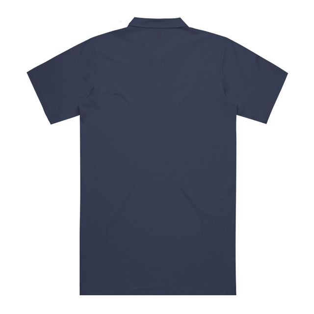 Unisex Chad Polo in Navy, back view.