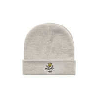 unisex cuff beanie in ecru – front view