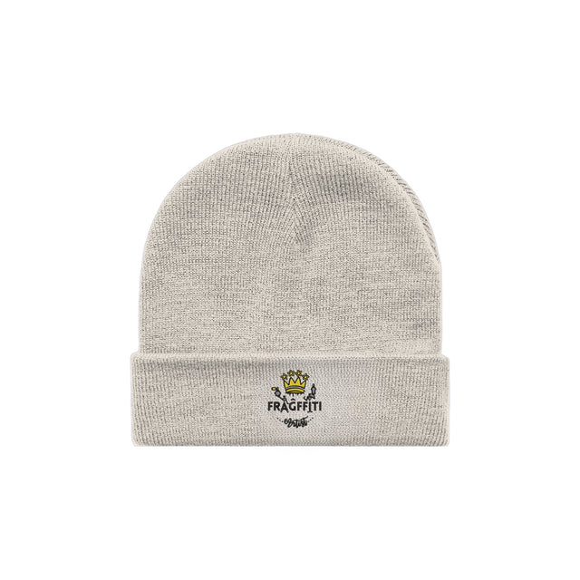 unisex cuff beanie in ecru – front view