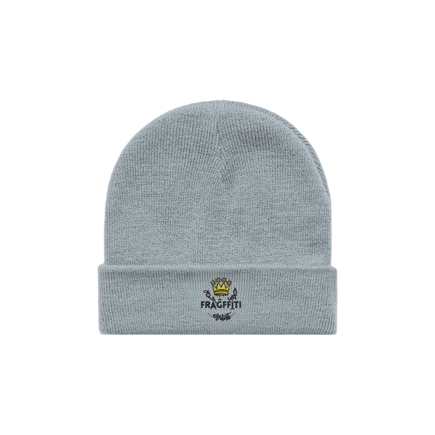 unisex cuff beanie in powder – front view