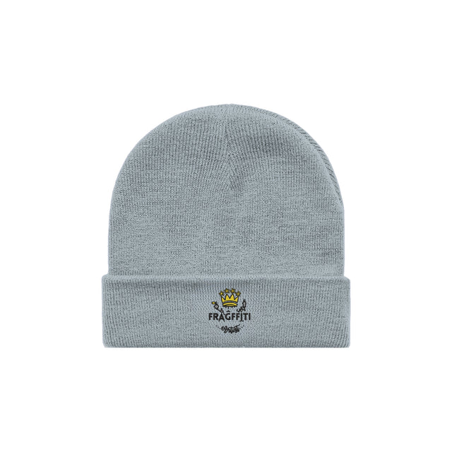 unisex cuff beanie in powder – front view