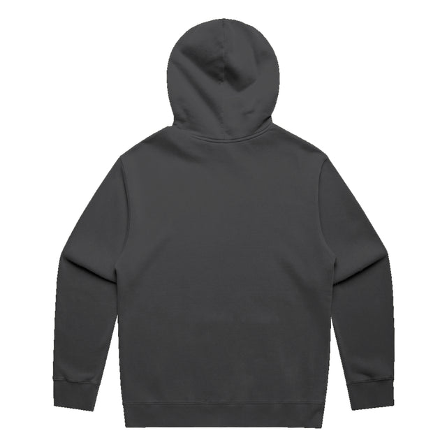 Unisex Fraĝffiti Relax Faded Hoodie in Faded Black – Back View – Featuring Fraĝffiti Crown Embroidery