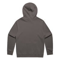 Unisex Fraĝffiti Relax Faded Hoodie in Faded Grey – Back View – Featuring Fraĝffiti Crown Embroidery