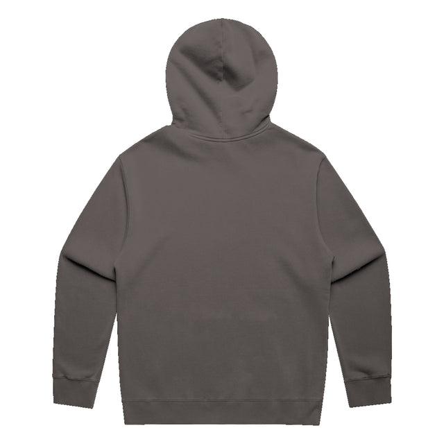 Unisex Fraĝffiti Relax Faded Hoodie in Faded Grey – Back View – Featuring Fraĝffiti Crown Embroidery