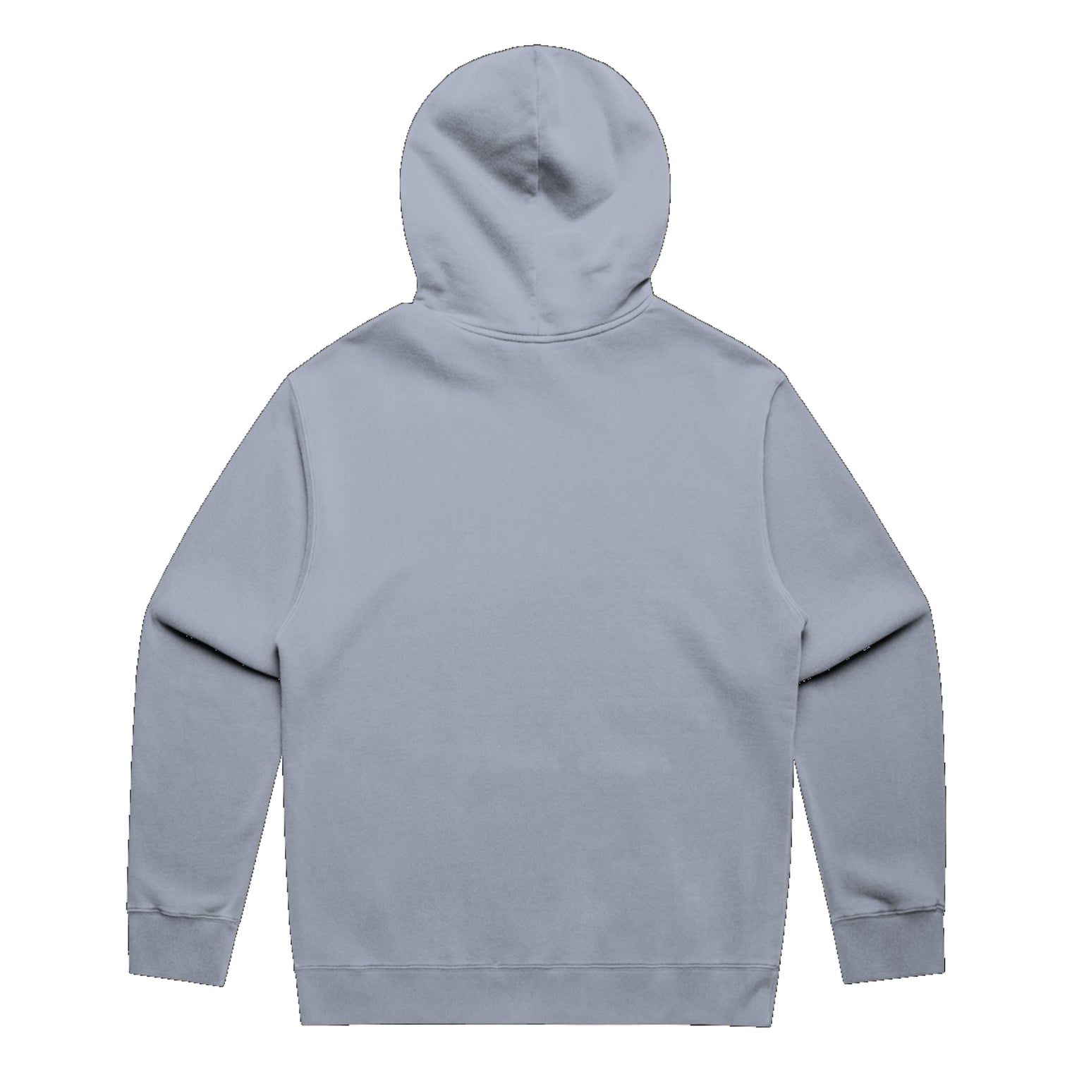 Unisex Fraĝffiti Relax Faded Hoodie in Faded Powder – Back View – Featuring Fraĝffiti Crown Embroidery