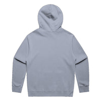 Unisex Fraĝffiti Relax Faded Hoodie in Faded Powder – Back View – Featuring Fraĝffiti Crown Embroidery