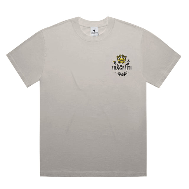 Unisex Heavy Faded Minus Tee in Faded Bone, front view with Fragffiti™ crown embroidery