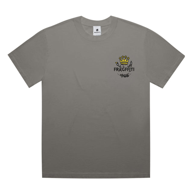Unisex Heavy Faded Minus Tee in Faded Grey, front view with Fragffiti™ crown embroidery