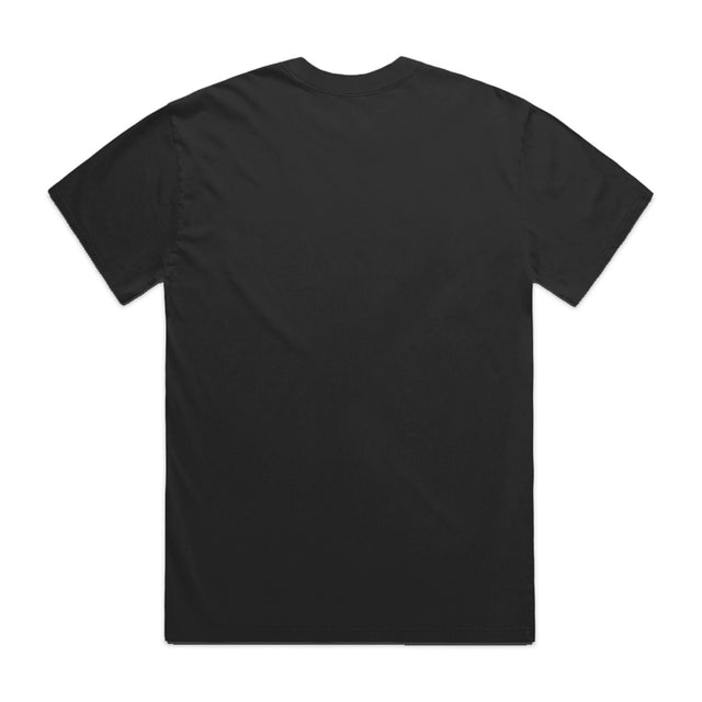 Unisex Heavy Faded Tee in Faded Black, back view with Fraĝffiti™ crown embroidery
