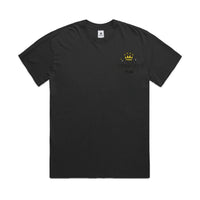 Unisex Heavy Faded Tee in Faded Black, front view with Fraĝffiti™ crown embroidery
