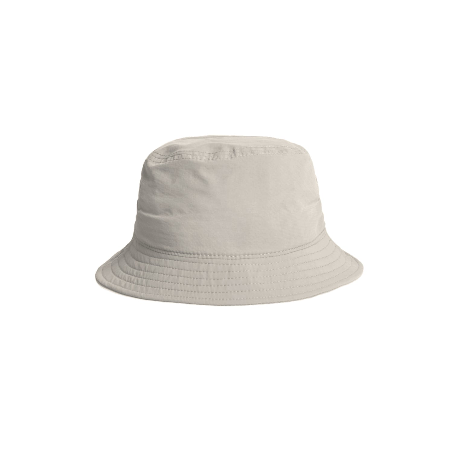 Unisex Nylon Bucket Hat in Ecru, back view with Fragffiti™ crown embroidery