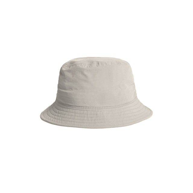 Unisex Nylon Bucket Hat in Ecru, back view with Fragffiti™ crown embroidery