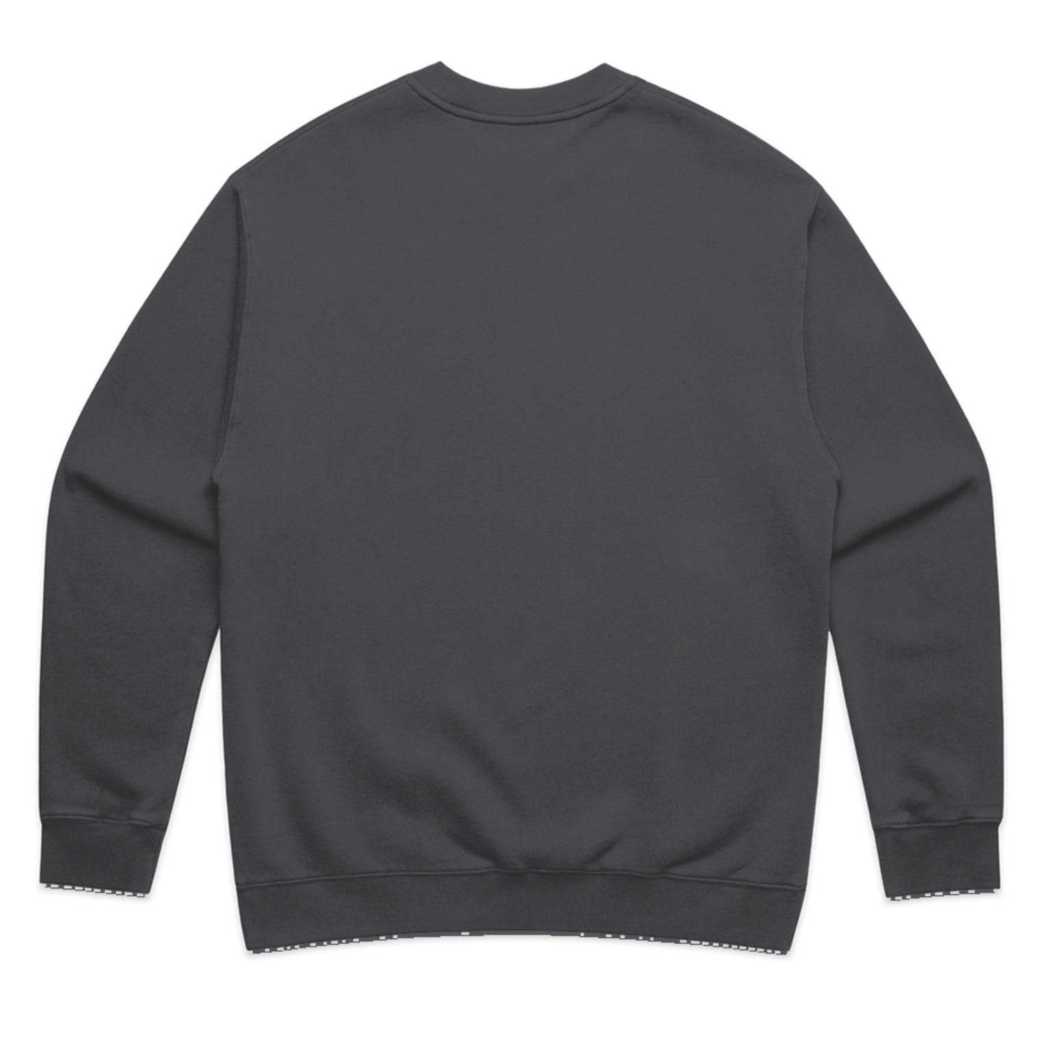 Unisex relax fleece crew in faded black with crown embroidery (back)