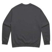 Unisex relax fleece crew in faded black with crown embroidery (back)