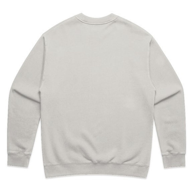 Unisex relax fleece crew in faded bone with crown embroidery (back)