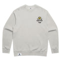 Unisex relax fleece crew in faded bone with crown embroidery (front)